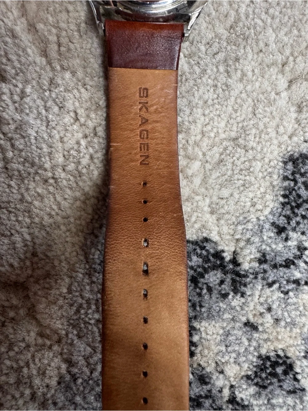 Skagen Silver Case with Brown Leather Strap Watch * NEEDS NEW BATTERY*